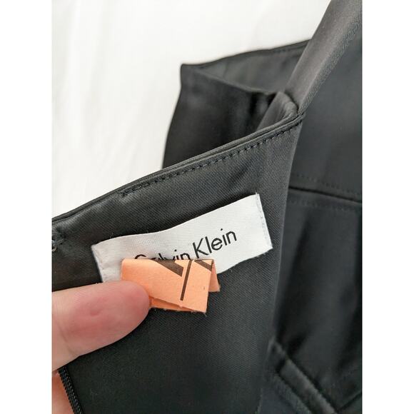 Calvin Klein Pleated XS Satin Dress Black Cocktail Mini Sleeveless Fitted Zipper - Picture 4 of 13